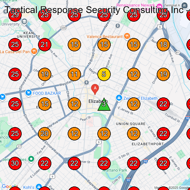 Tactical Response Security Consulting Inc GeoGrid visibility map for Security Guard Service in Staten Island